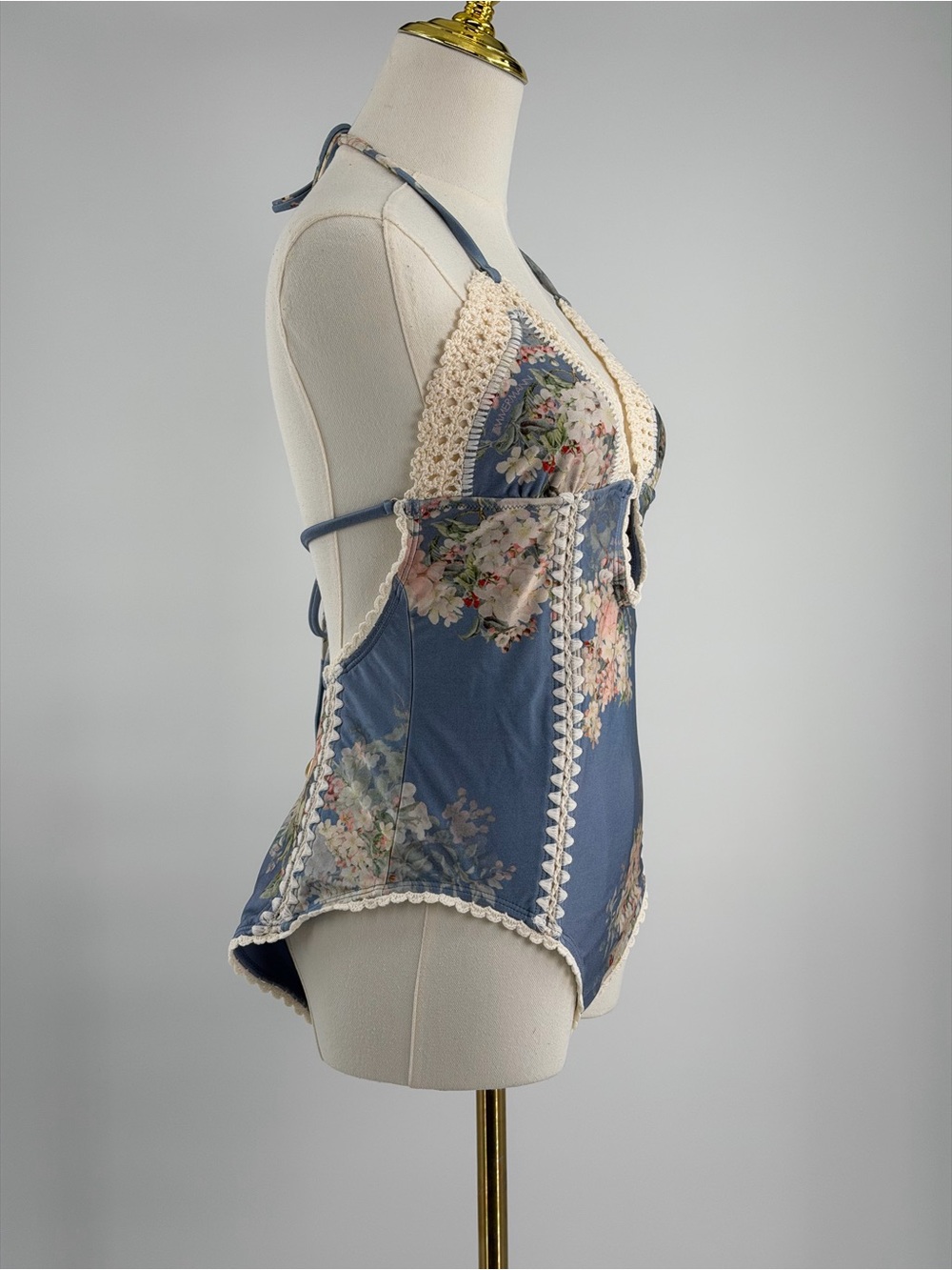 🆕 ZIMMERMANN 🧿 NWT Cascadian Crochet Keyhole Cutout Swimsuit, Blue - Sz 3 US10 - Picture 5 of 14
